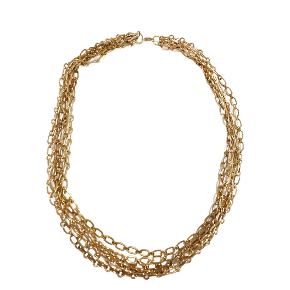 Vintage Gold Tone Multi Chain Necklace: Six Strands, 24" Long